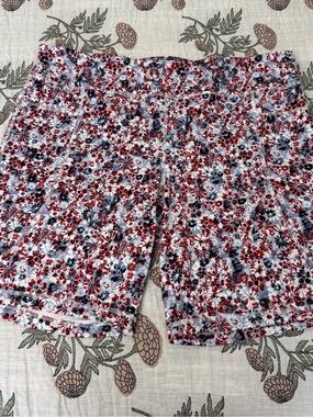 Women's Red, White & Blue Floral Athletic Shorts - Lightweight Performance